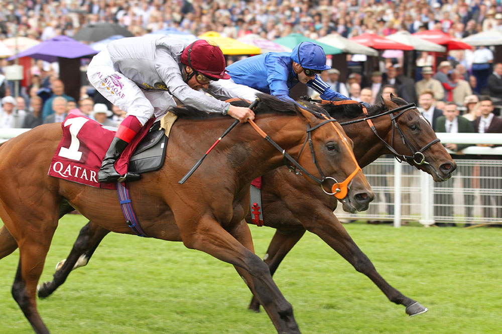 Mehmas edges out Blue Point to win the Group 2 Richmond Stakes at Goodwood.