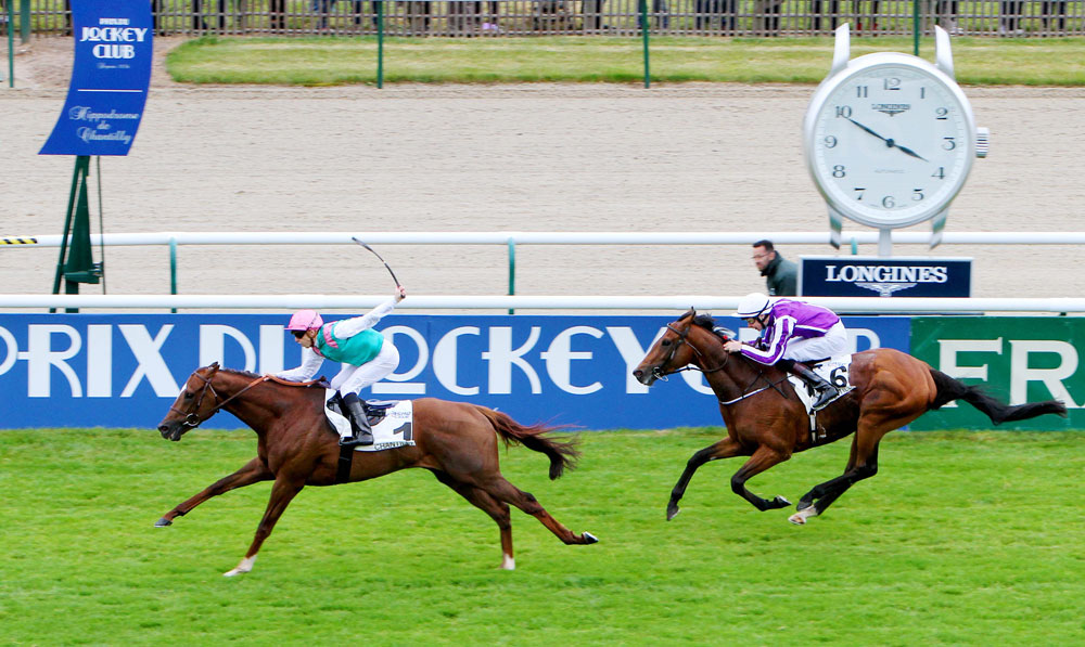 New Bay defeats the multiple Group 1 winner Highland Reel in the Group 1 Prix du Jockey Club.