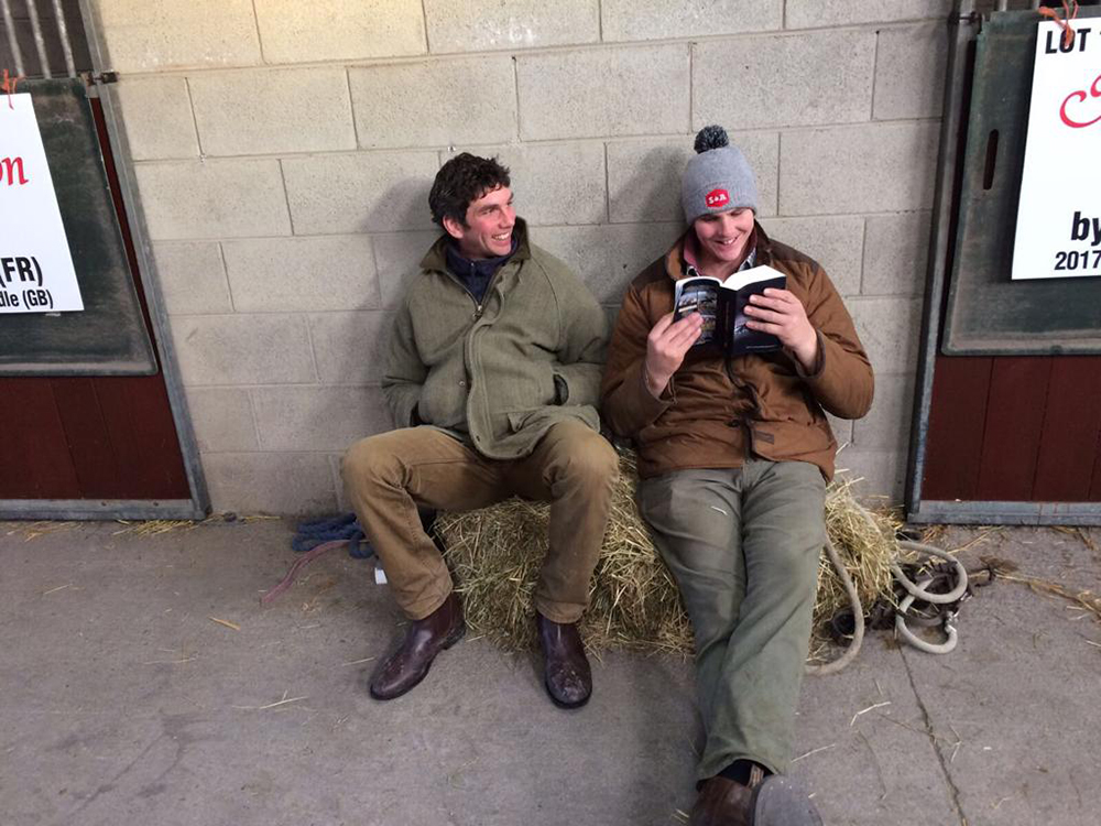 Chris Jnr and his brother Phil relax between viewings at Tattersalls