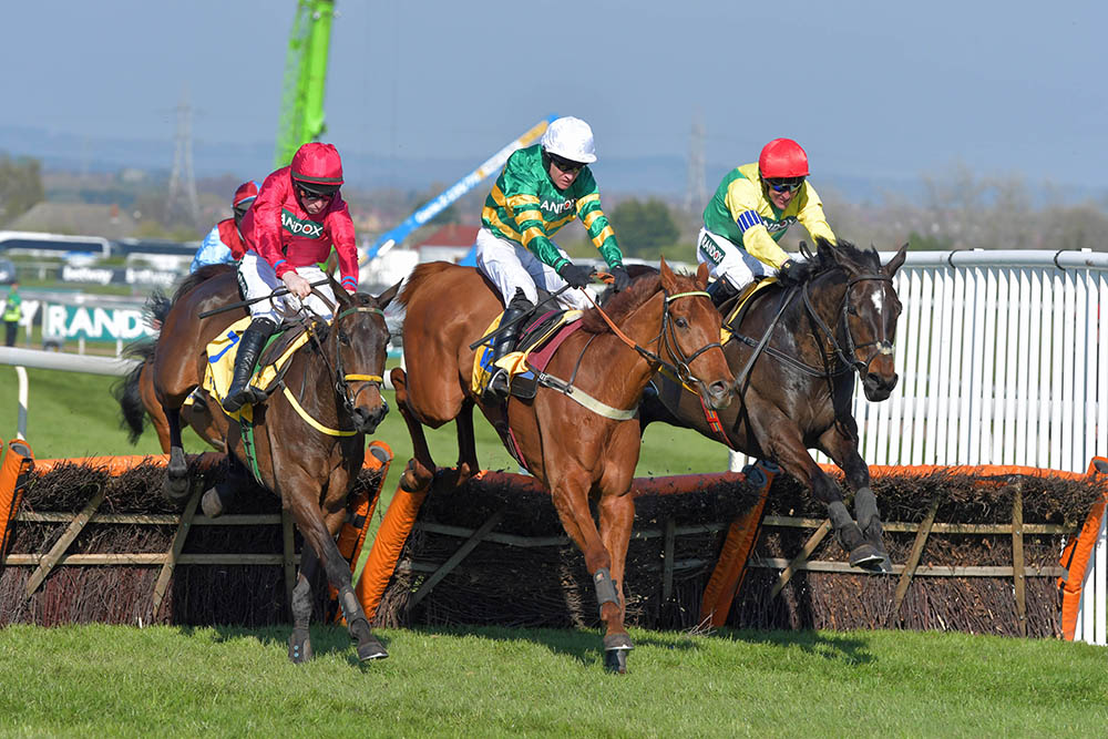 Dual Grade 1 hurdle winner Yanworth (centre) on his way to victory in the Stayers Liverpool Hurdle at Aintree. He is now the winner of 13 races in all, including a Grade 2 over fences.