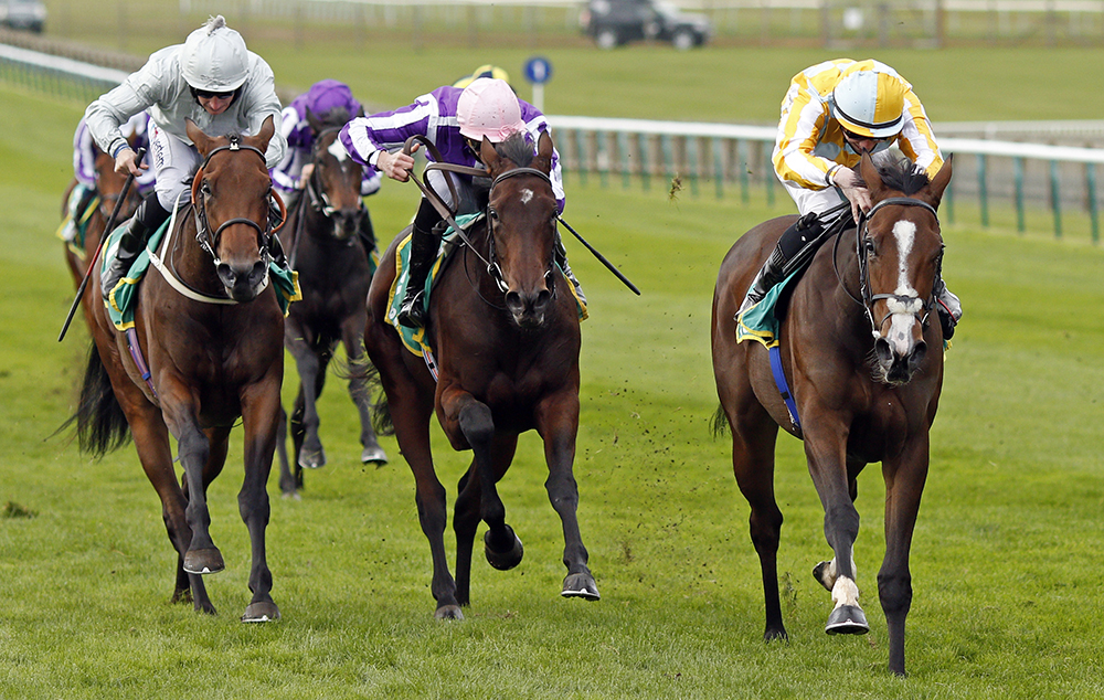 Pretty Gorgeous (right), who heads the ante post market for the 1,000 Guineas following her decisive victory in the Fillies’ Mile at Newmarket